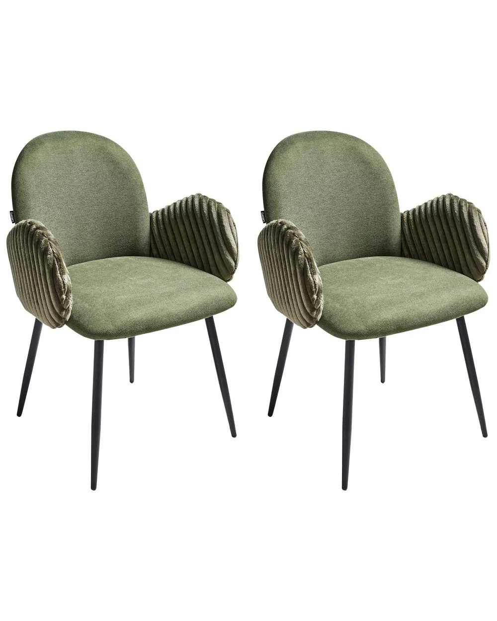 Set of 2 Dining Chairs AMITY Fabric Green