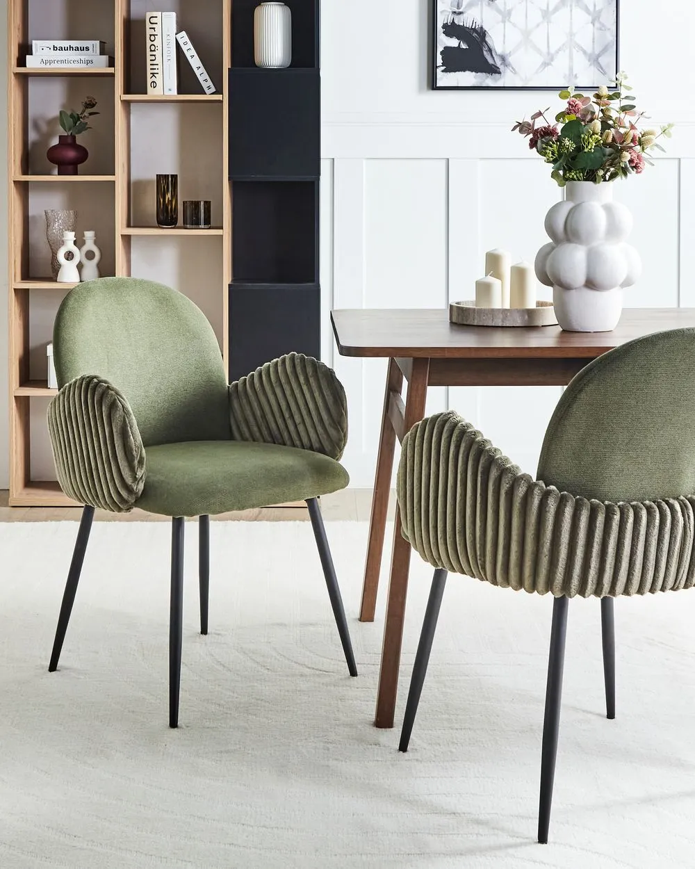 Set of 2 Dining Chairs AMITY Fabric Green