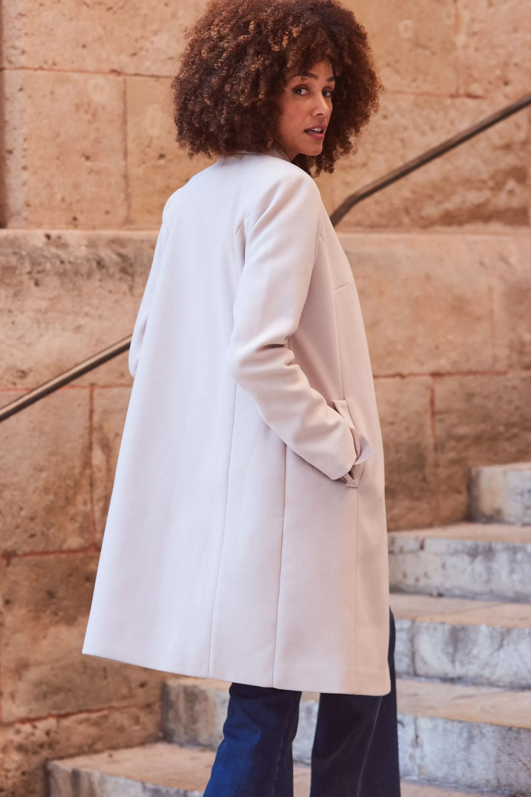 Sosandar Collo a imbuto cappotto con tasche