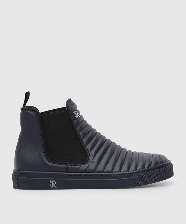 Stefano Ricci Chelsea in pelle per bambini con monogramma YRU02G8034VTS
