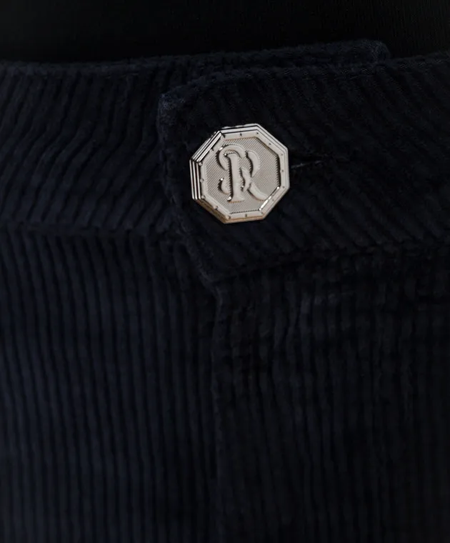 Stefano Ricci Pantaloni in velluto blu con logo MST33S0070T0005