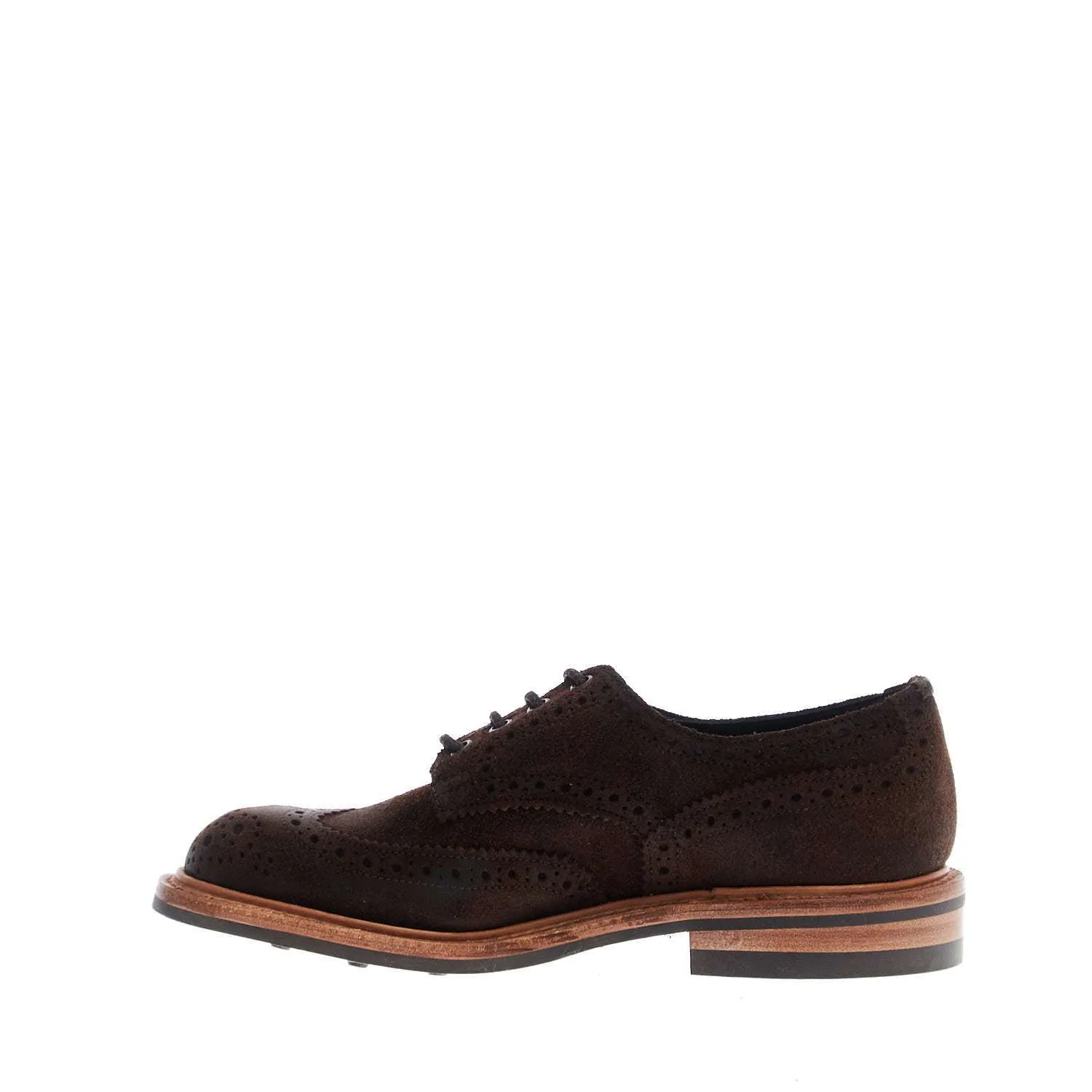 Stringate Bourton in Pelle Scamosciata Cerata Marrone