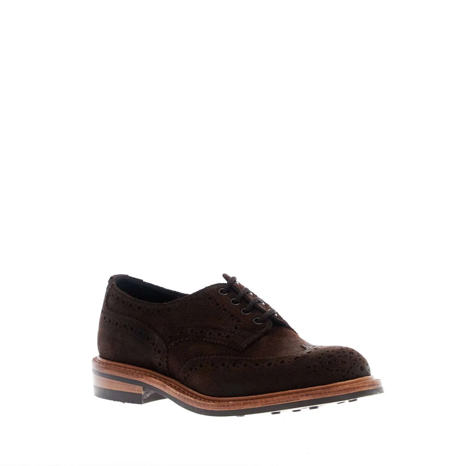 Stringate Bourton in Pelle Scamosciata Cerata Marrone