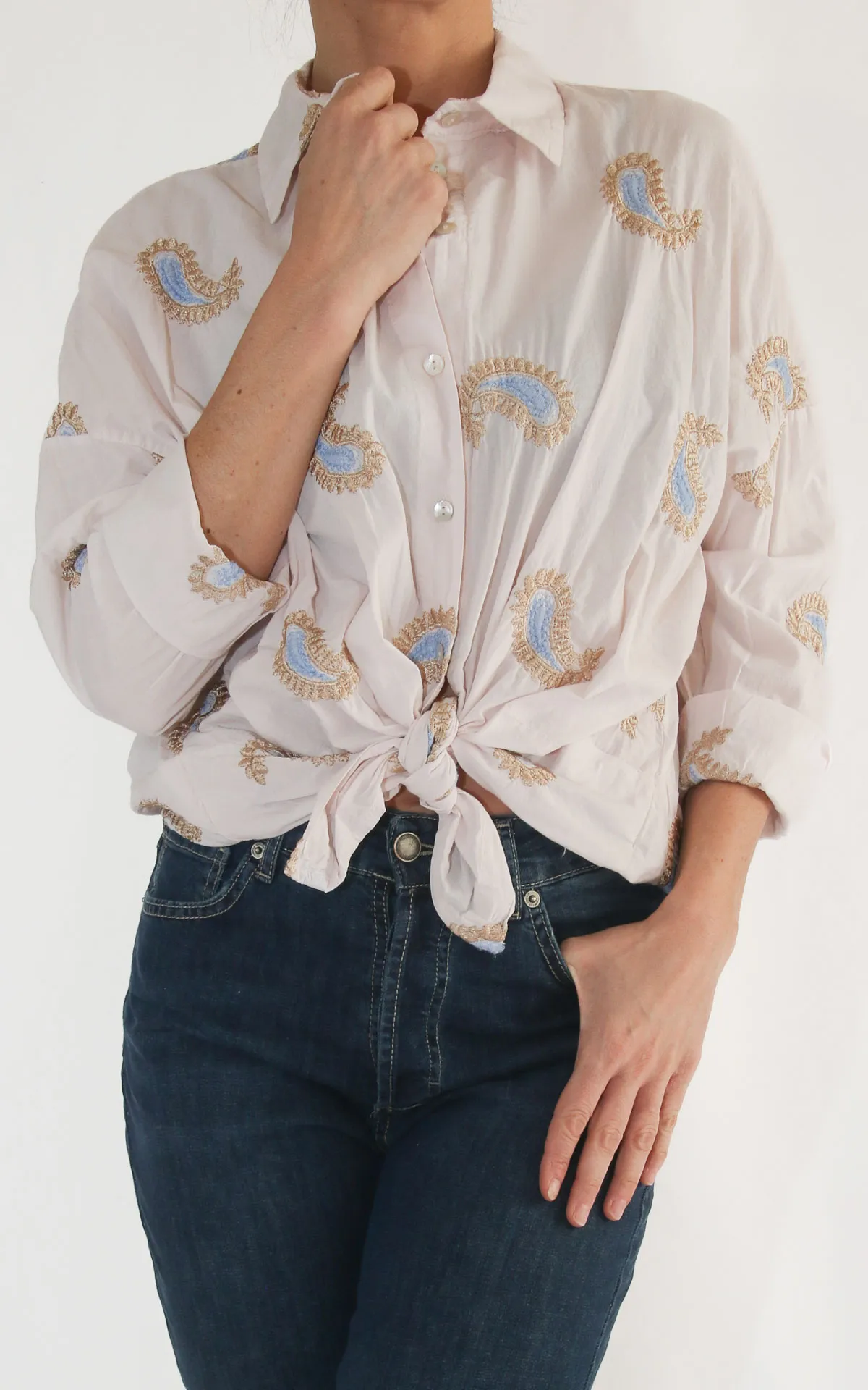 Susymix – Camicia ricamo cashmere – Rosa