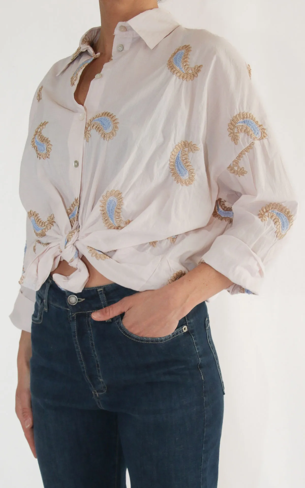 Susymix – Camicia ricamo cashmere – Rosa
