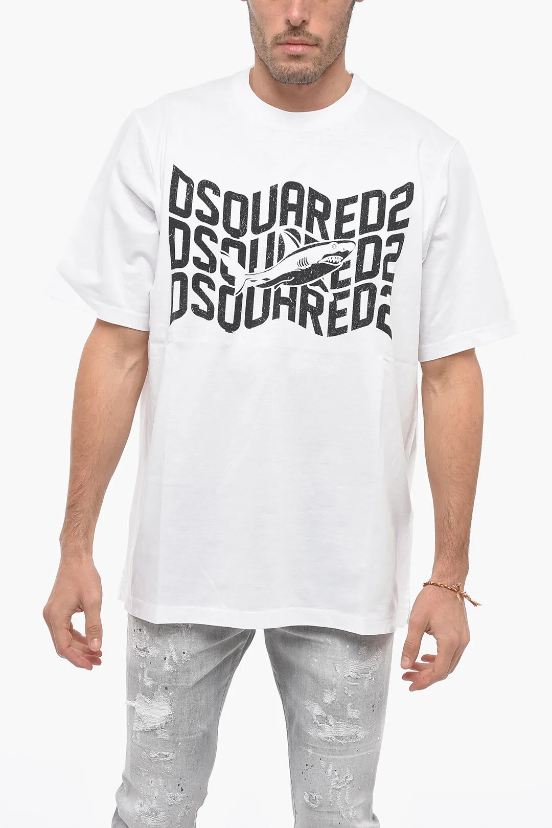 T-Shirt Girocollo Slouch Fit SHARK con Stampa