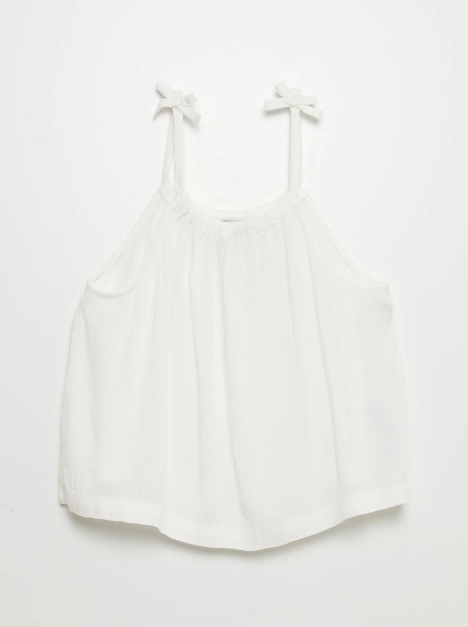 Top in tessuto crêpe stampato - BIANCO