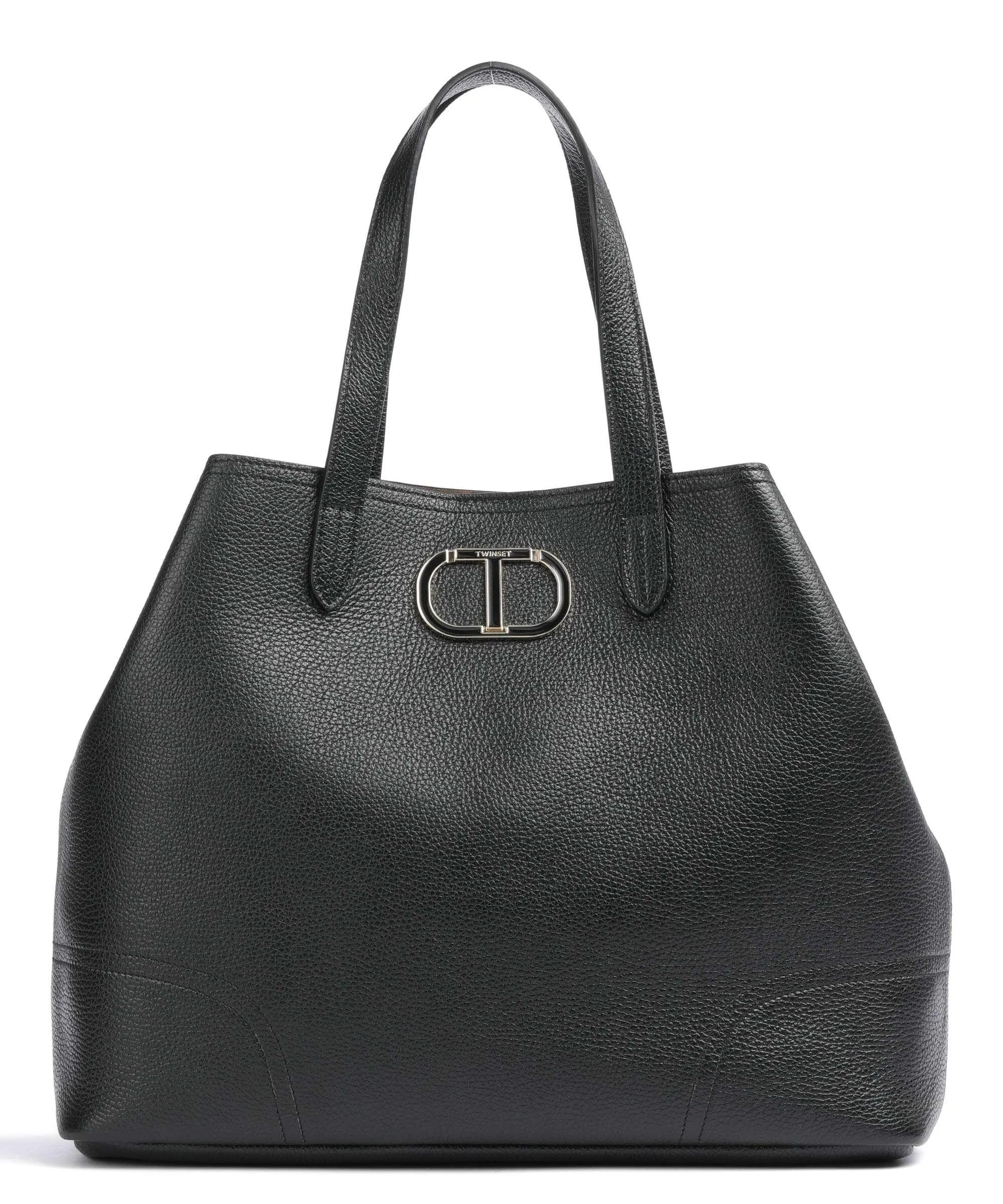 Twinset New York Leather Borsa shopper pelle granulata nero  