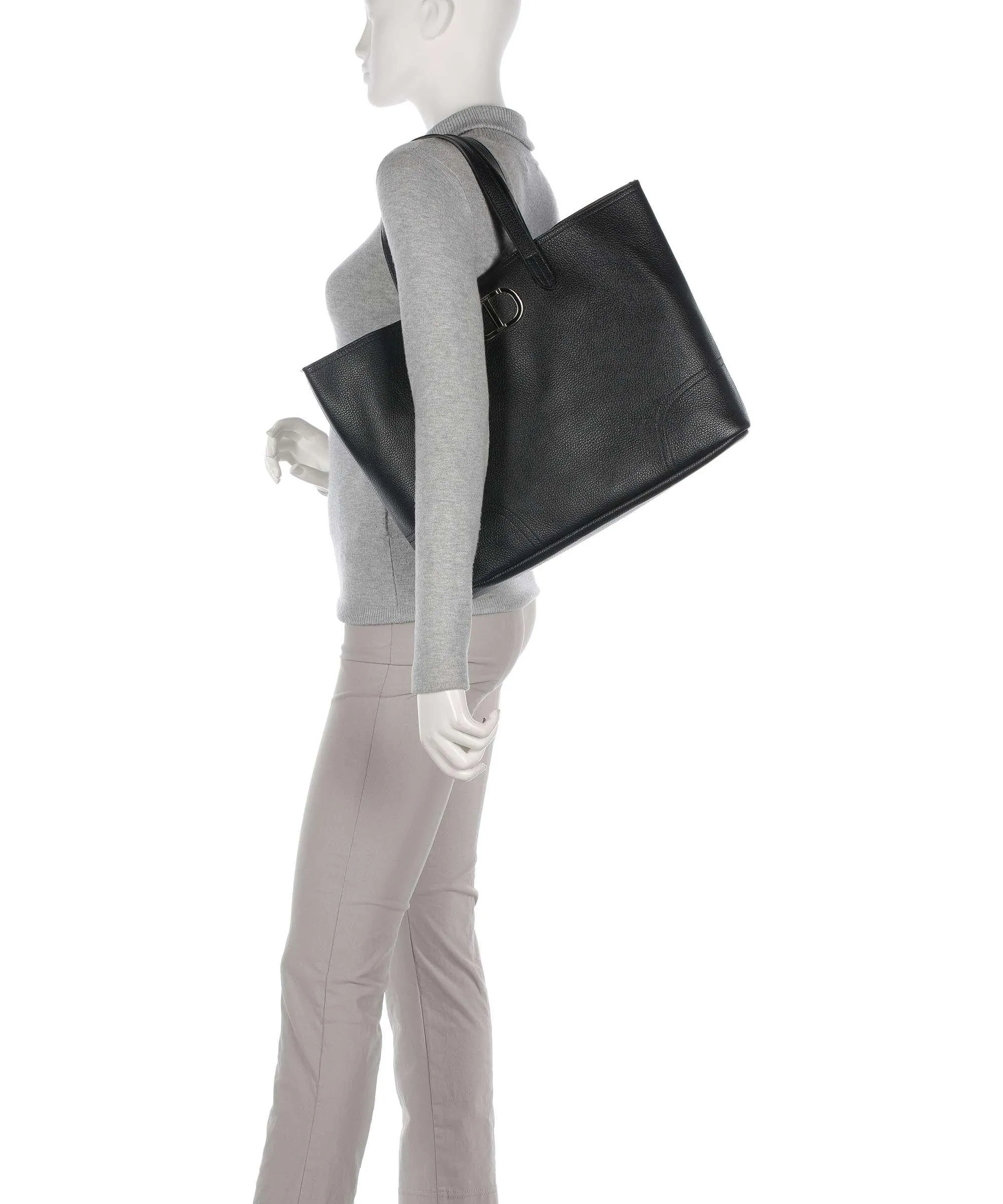  Twinset New York Leather Borsa shopper pelle granulata nero  