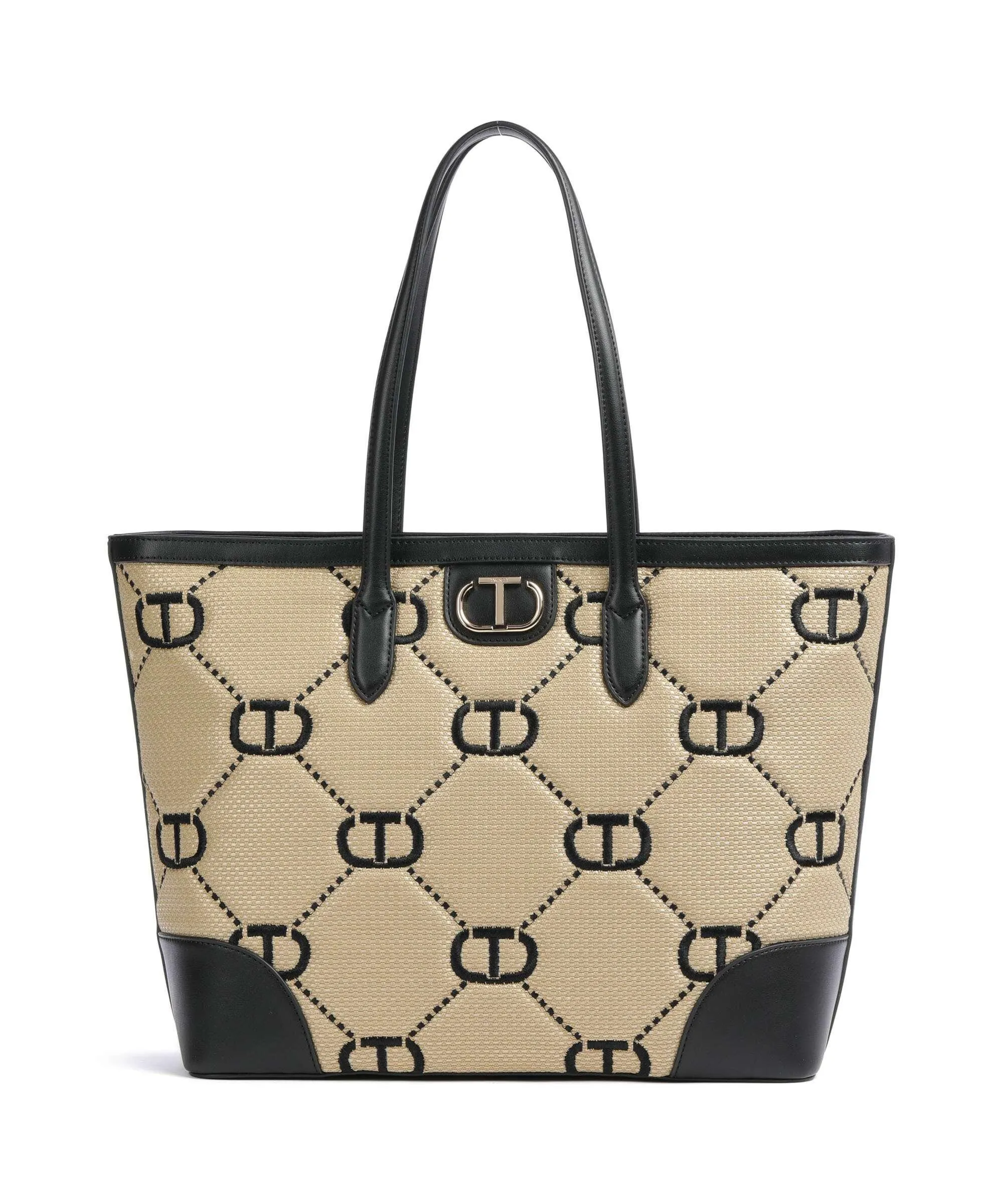  Twinset Palermo Borsa shopper polipropilene, poliestere, poliuretano nero/beige  