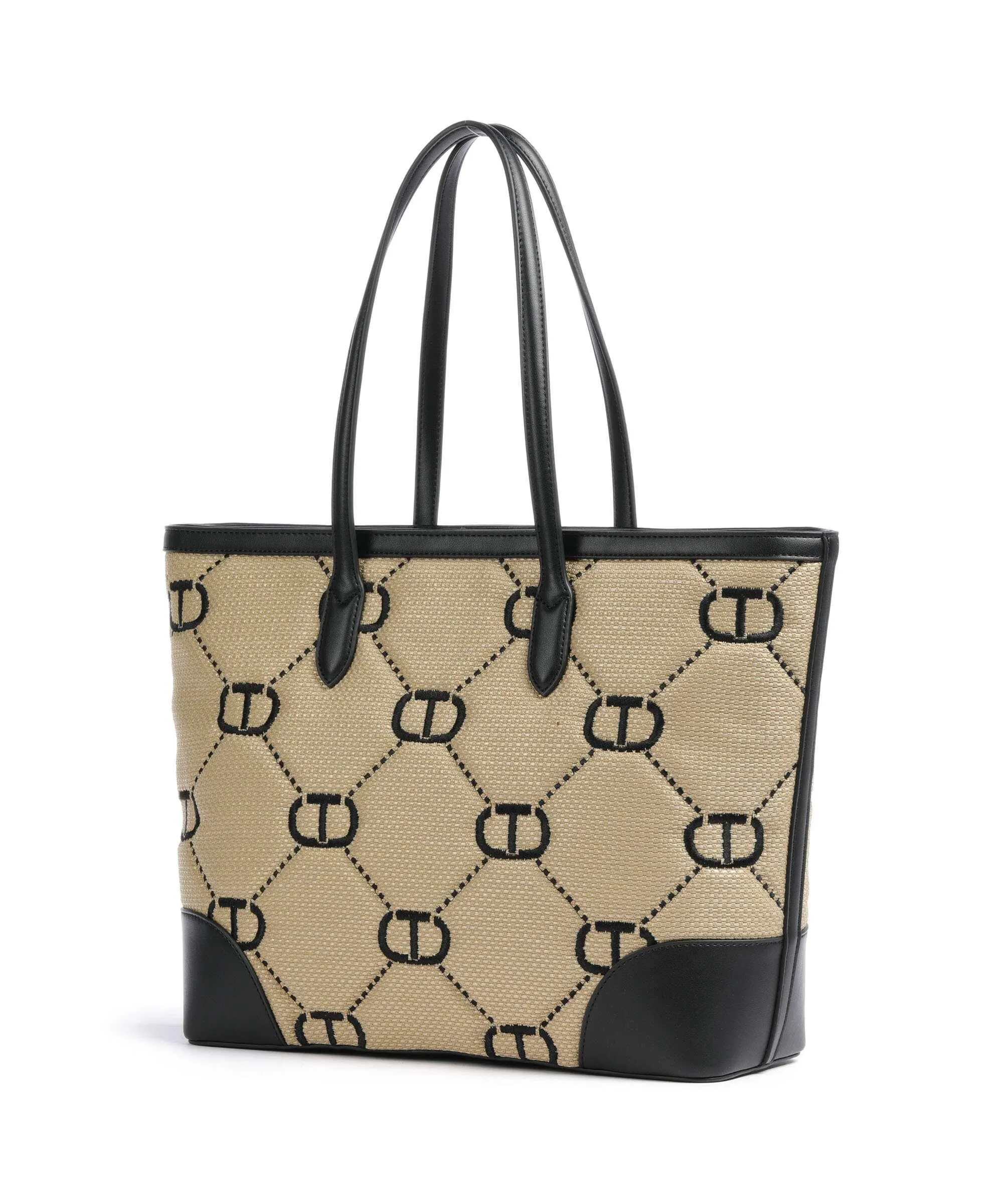  Twinset Palermo Borsa shopper polipropilene, poliestere, poliuretano nero/beige  