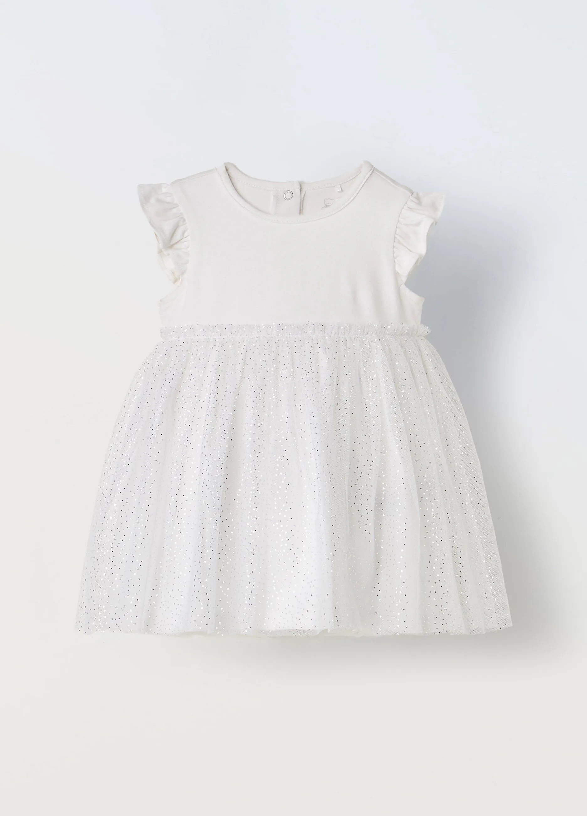 Vestito smanicato con gonna in tulle neonata