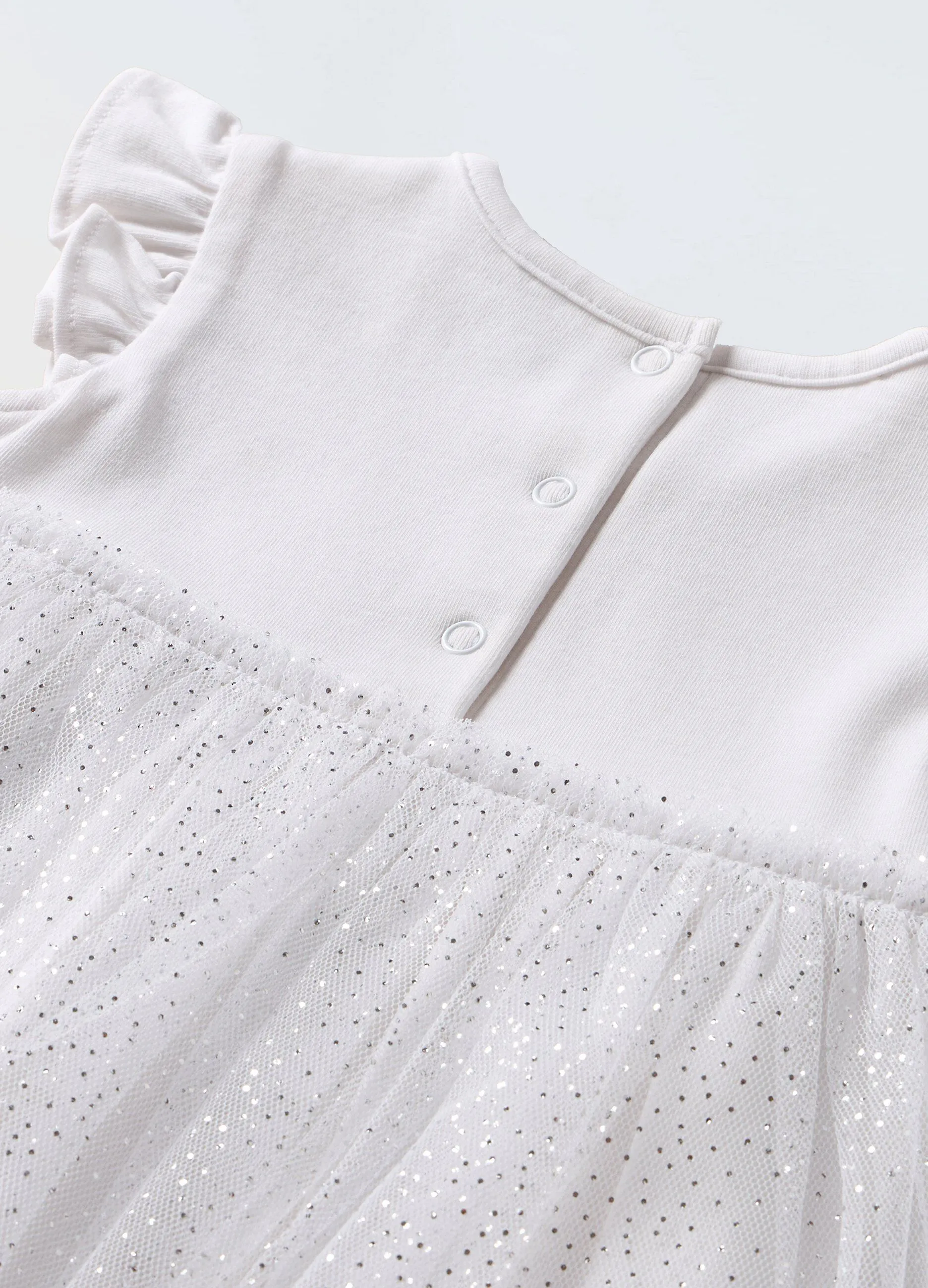 Vestito smanicato con gonna in tulle neonata