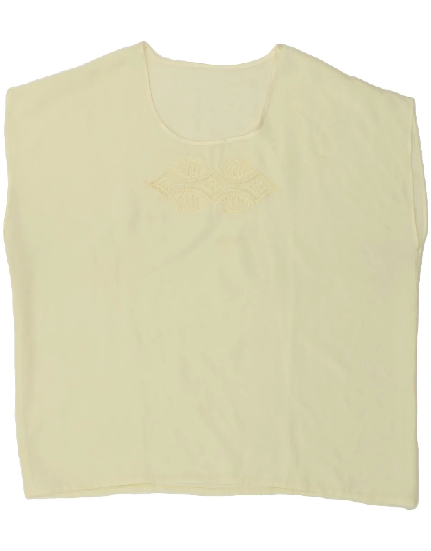 VINTAGE Womens Sleeveless Blouse Top UK 20 2XL Yellow
