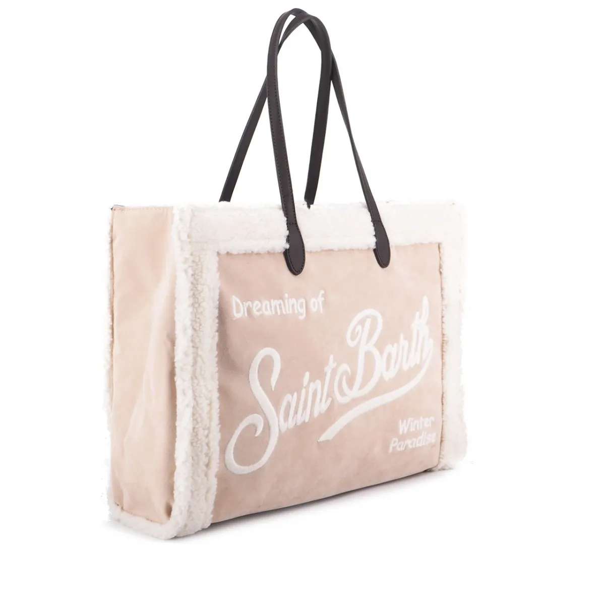 Vivian Borsa In Tessuto Sherpa, Bianco