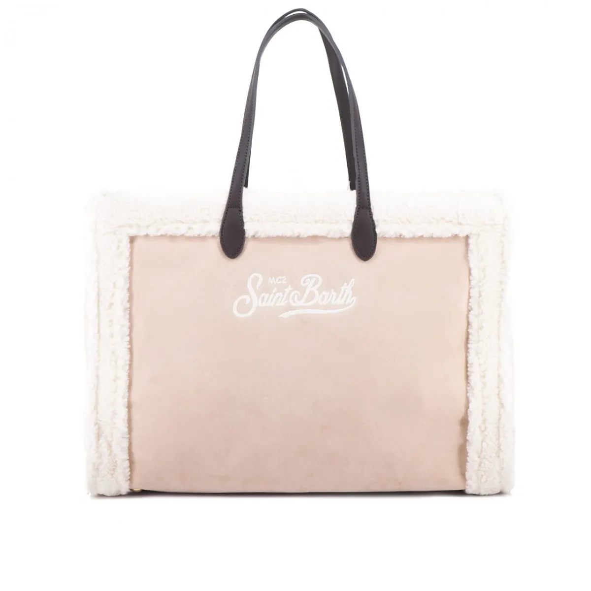 Vivian Borsa In Tessuto Sherpa, Bianco