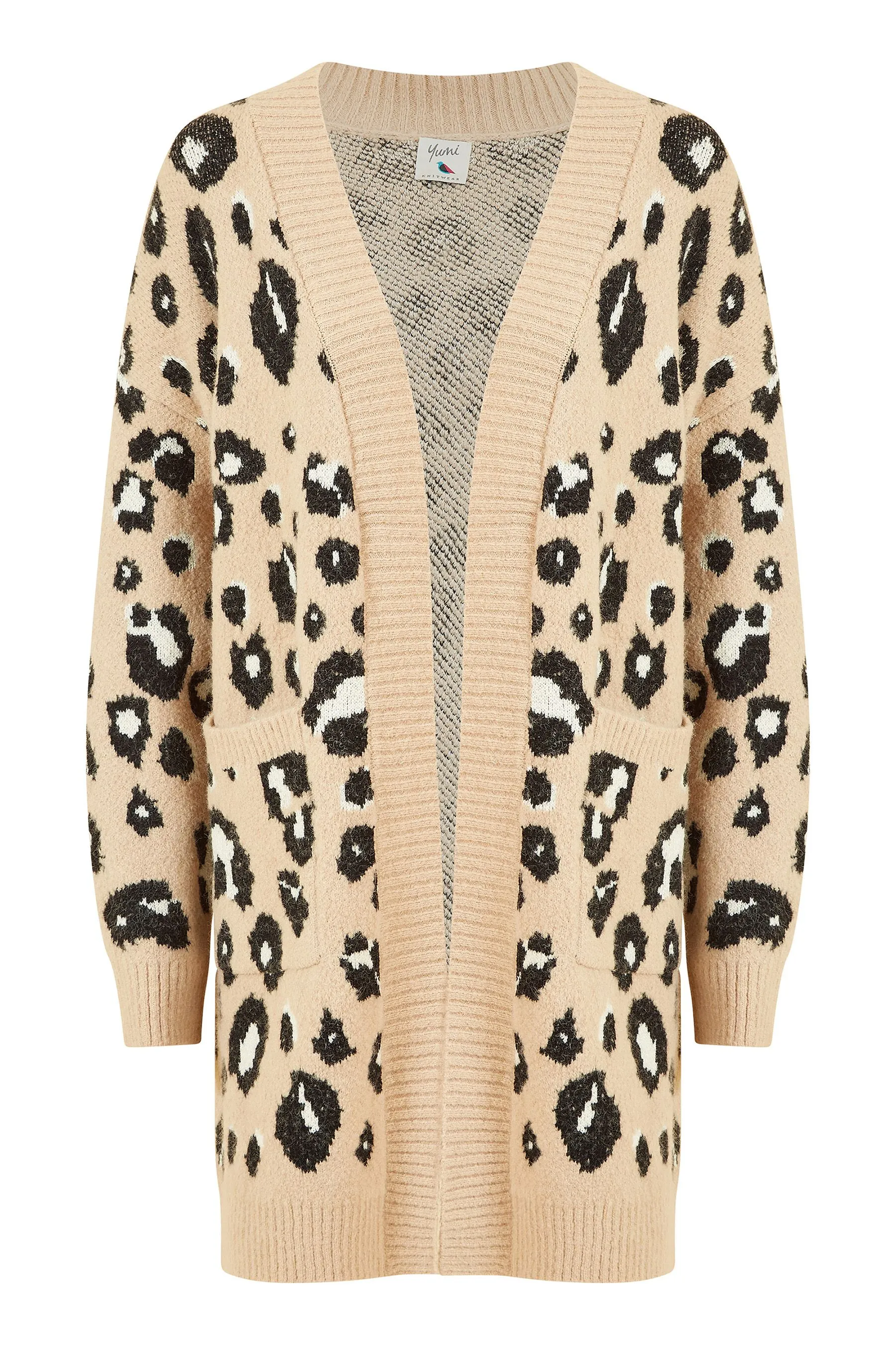 Yumi - Cardigan lungo lavorato a Animal Stampa con intarsi    